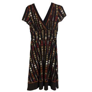 Tracy Lynn Polka Dot Wrap Ruched Baby Doll Midi Dress Size 10
